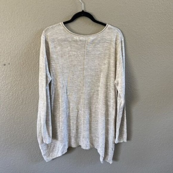 Soft Surroundings Linen Blend Tunic Sweater Asymmetric Beige Wheat Size large - Picture 3 of 9
